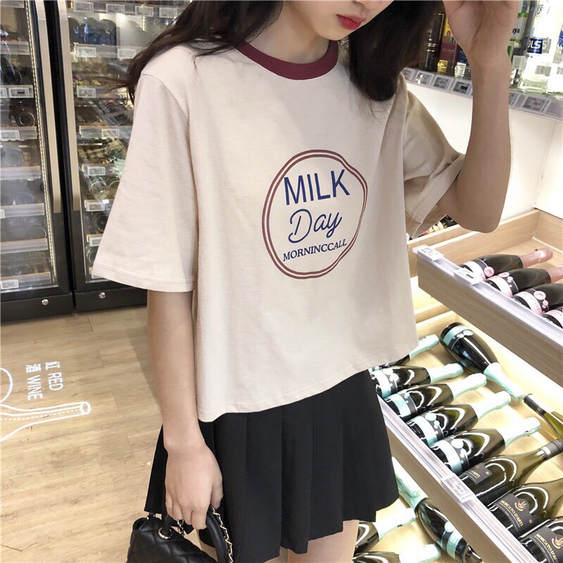 áo thun tay lỡ form rộng in chữ siêu  xinh M057