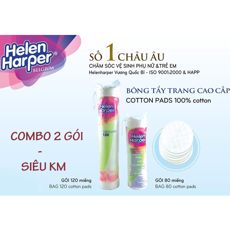 GIÁ ƯU ĐÃI KHI MUA 2 GÓI BÔNG TẨY TRANG HELEN HARPER