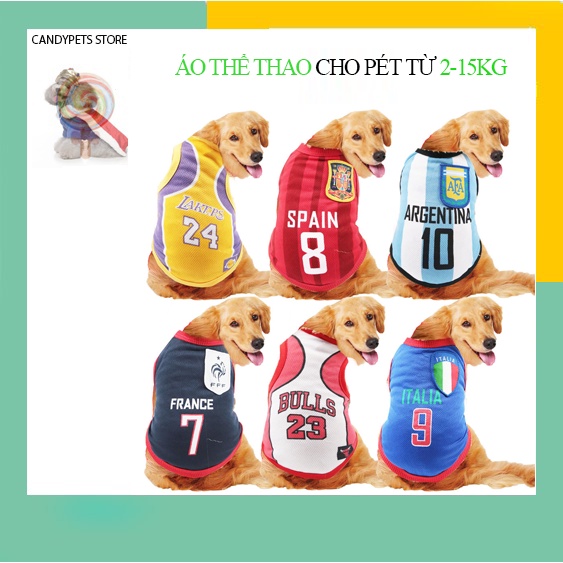 Quần áo thú cưng thời trang cho chó mèo size lớn nhỏ mặc mùa hè đón Noel Tết Giang Sinh giá rẻ THỂ THAO NGẦU CANDYPETS