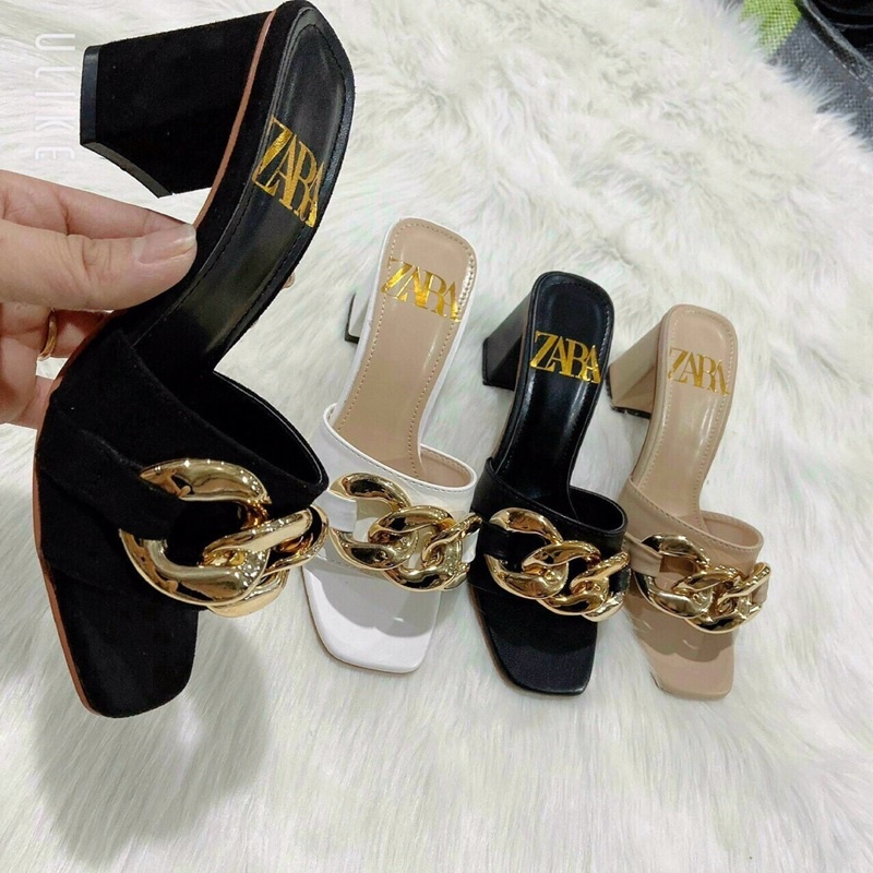 Guốc Nữ 5 Phân Chất Da Trang Trí Xích Đẹp Sang Phong Cách Hàng Loại 1 Size 35 - 39 Giá Xưởng