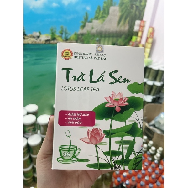 Trà lá sen hương thơm đặc biệt. Hộp 15 gói nhúng tiện lợi