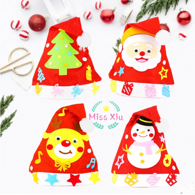 Nón noel tự trang trí