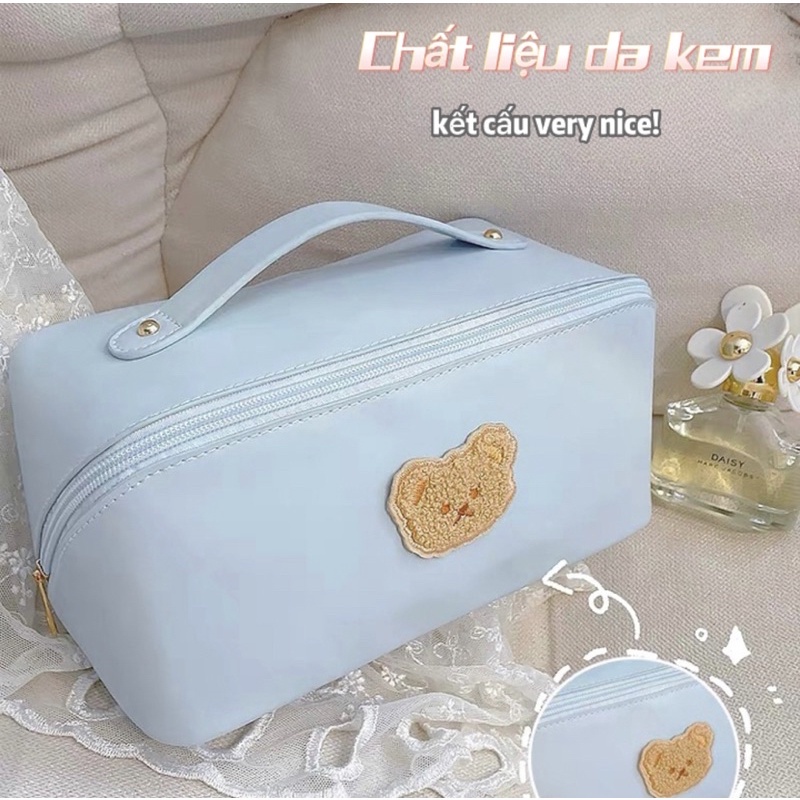 MVP2739 Túi đựng mỹ phẩm PU cao cấp xách tay nữ nhiều ngăn tiện lợi