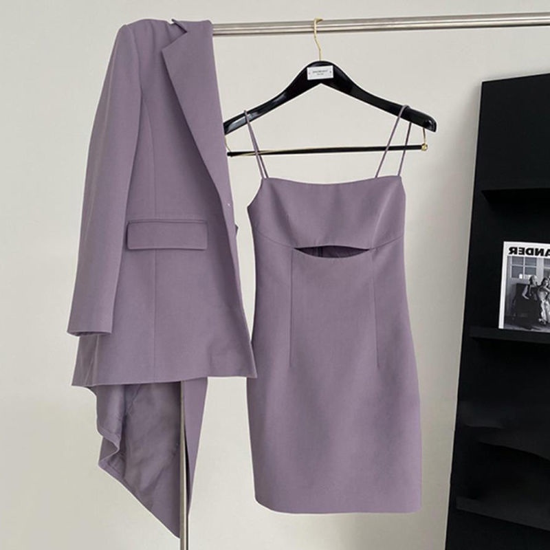 Bộ Áo Khoác Vest + Chân Váy Yếm Phong Cách Hàn Quốc Thời Trang Mùa Thu Mới
