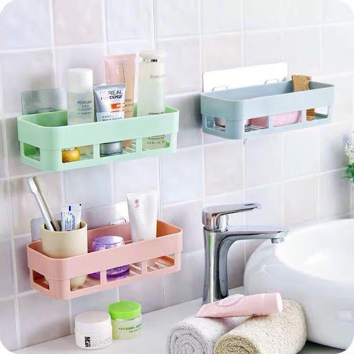 Kệ Nhà Tắm Phòng Bếp Dán Tường Kệ Đựng Mỹ Phẩm Gia Vị Treo Tường Hình Chữ Nhật H091