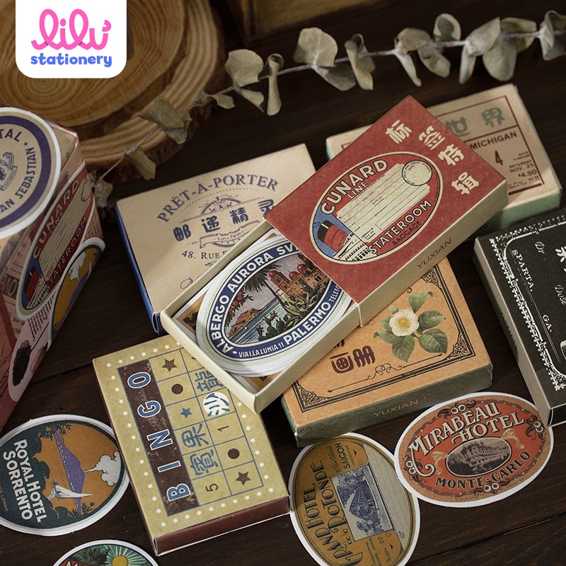Sticker dán trang trí sổ vintage hộp 60 miếng HD204-KD DIY Crafts, Scrapbook, Journal, Diary, Planner.