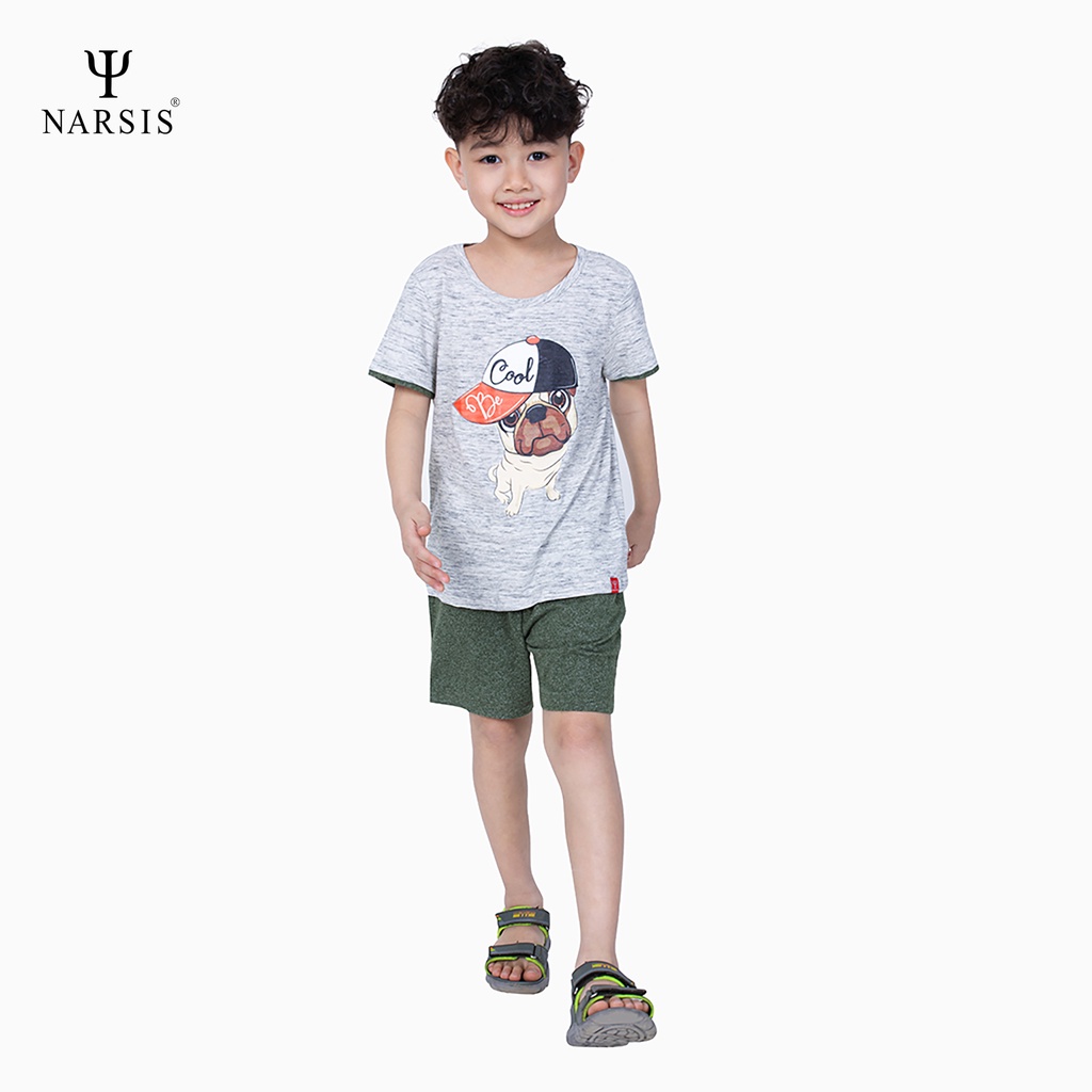 Bộ đồ hè bé trai Narsis KE0028 ghi xanh lá