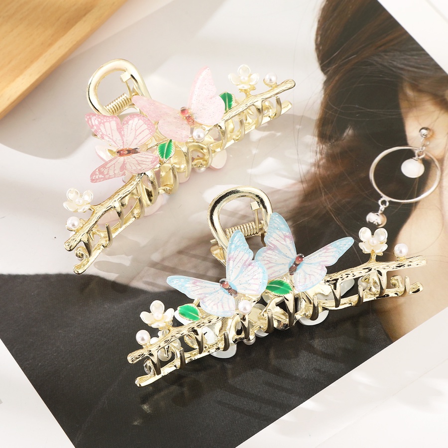 Kẹp Tóc Hình Hoa &amp; Bướm Bằng Hợp Kim Đính Ngọc Trai Kiểu Hàn Quốc