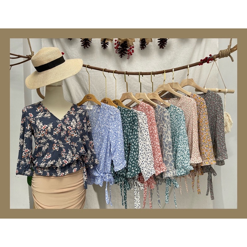 Áo Peplum Bo Chun Vạt Chéo Cột Nơ SIENNA SKY