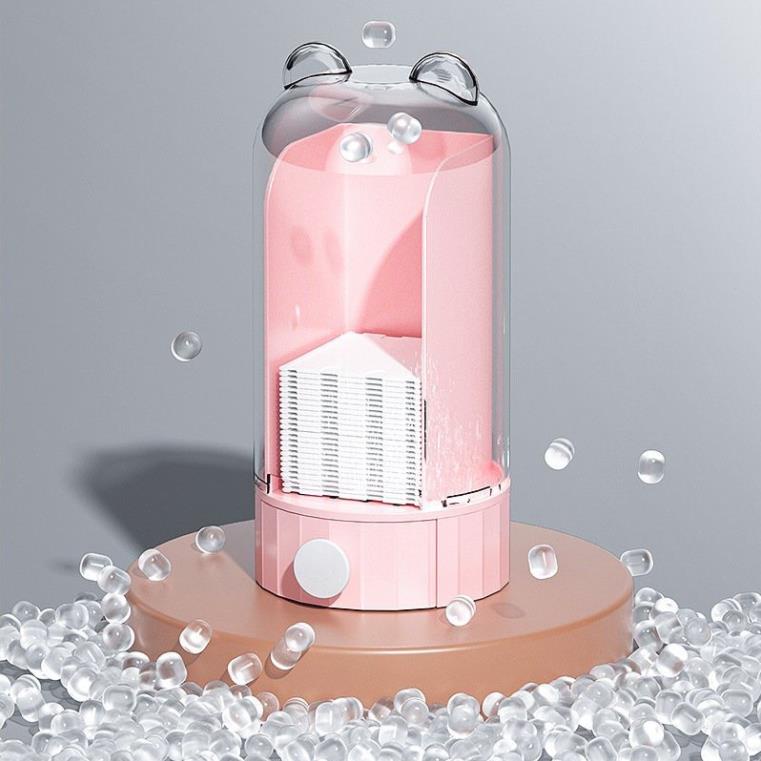 Hộp Đựng Bông Tẩy Trang Hình Gấu, Rút Bông, Kháng Khuẩn, Kháng Bụi Gắn Tường hoặc để bànTặng Kèm 50 miếng