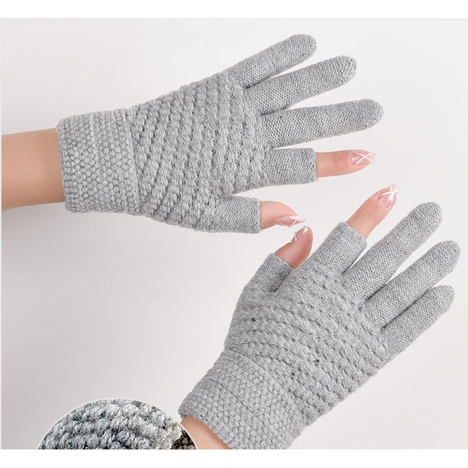Găng tay len hở ngón, Găng tay mùa đông cho nữ, Đi xe máy, dùng điện thoại dễ dàng thuận tiện [CEC Store]