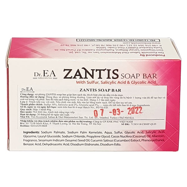 Bánh xà phòng Dr. Ea Zantis Soap Bar, giúp tẩy tế bào chết, thích hợp cho da dầu và da bị mụn