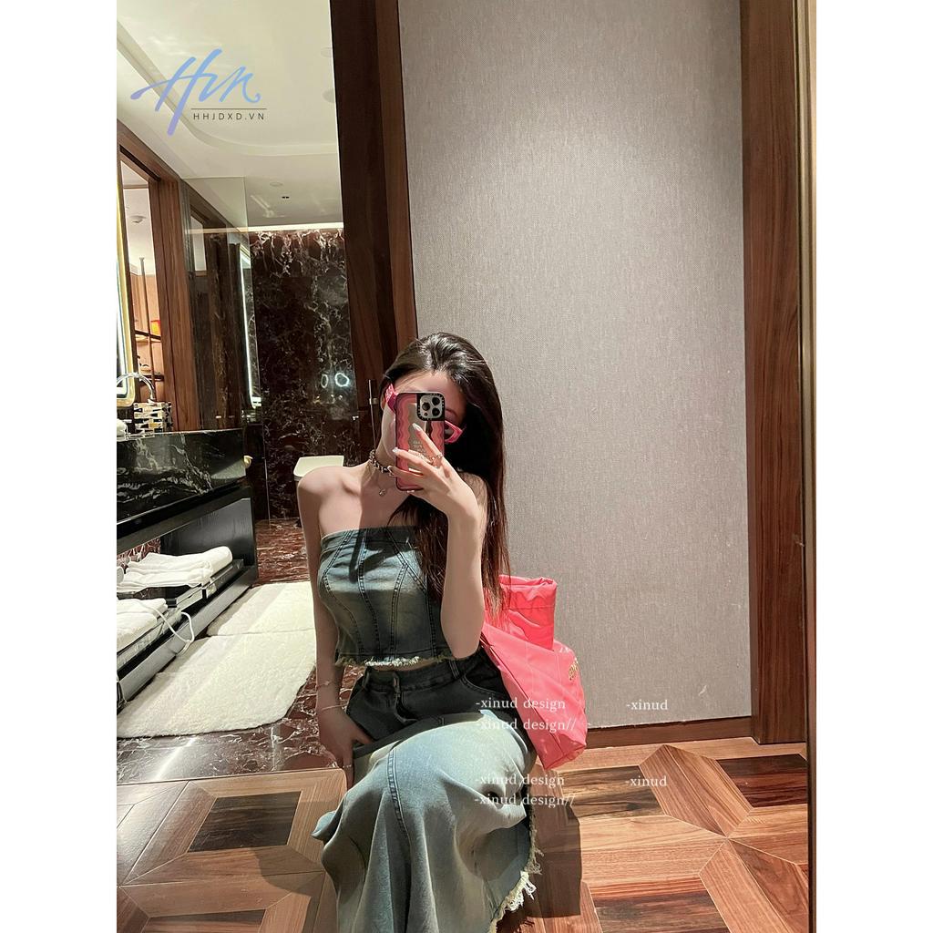 Bộ Áo Ống Lửng Phối Chân Váy Dài Xẻ Tà Thời Trang Mùa Hè Cho Nữ