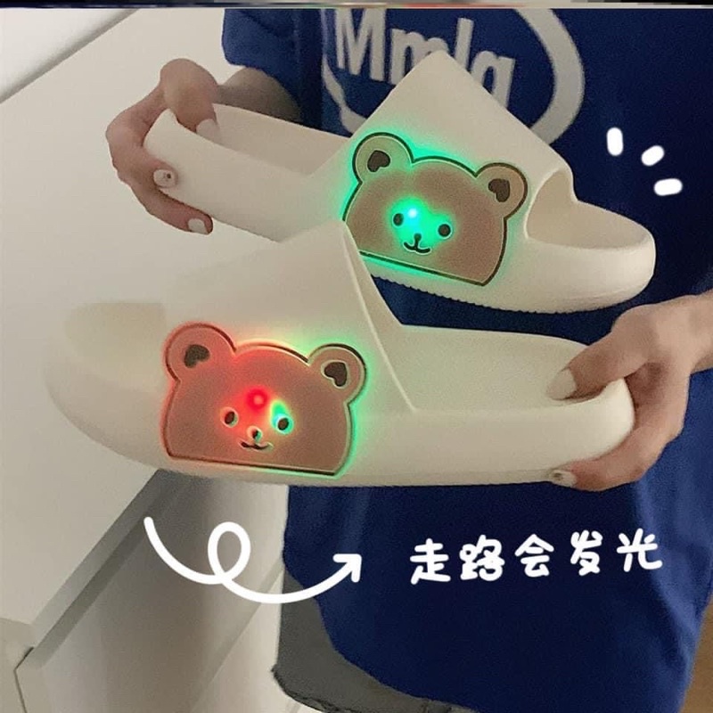 Dép bánh mì hình gấu phát sáng cực xinh, đế chống trơn trượt không thấm nước D192