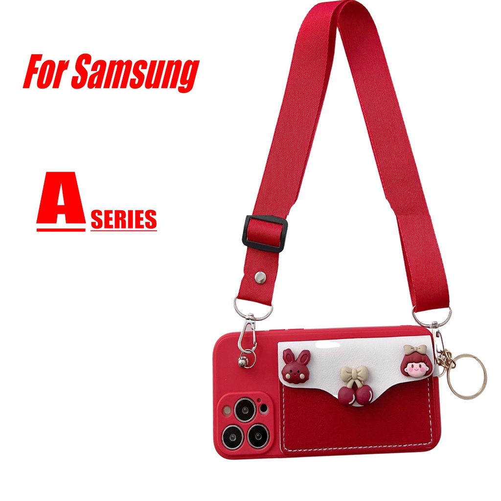 Ốp Điện Thoại Kèm Ví Và Dây Đeo Cho Samsung A23 A03 A13 A73 A53 A33 A22 A22S A32 A72 A52 A52S A12 A125 M12 F12