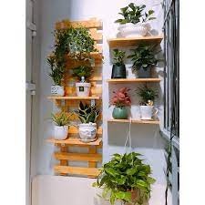 COMBO 1 bộ khung gỗ trang trí ban công, decor cây cảnh chung cư gỗ thông tự nhiên hai kích thước.