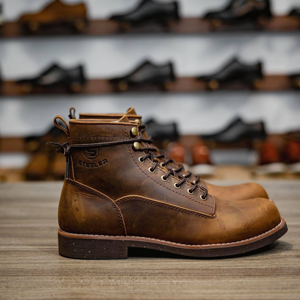 Giày da nam ST Lineman Boots - da bò thật 100% - da sáp crazy horse -STLO09 - R8ckie