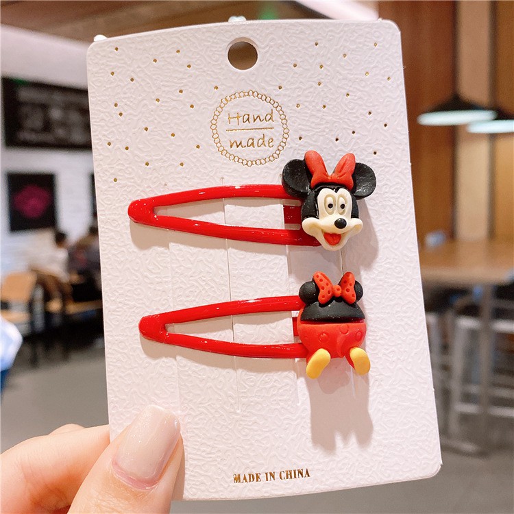 [Sẵn HCM] Set 2 kẹp tóc bấm hoạt hình cực xinh hình Minnie, mickey, donal cho bé - kẹp tóc bé gái - Selenshop