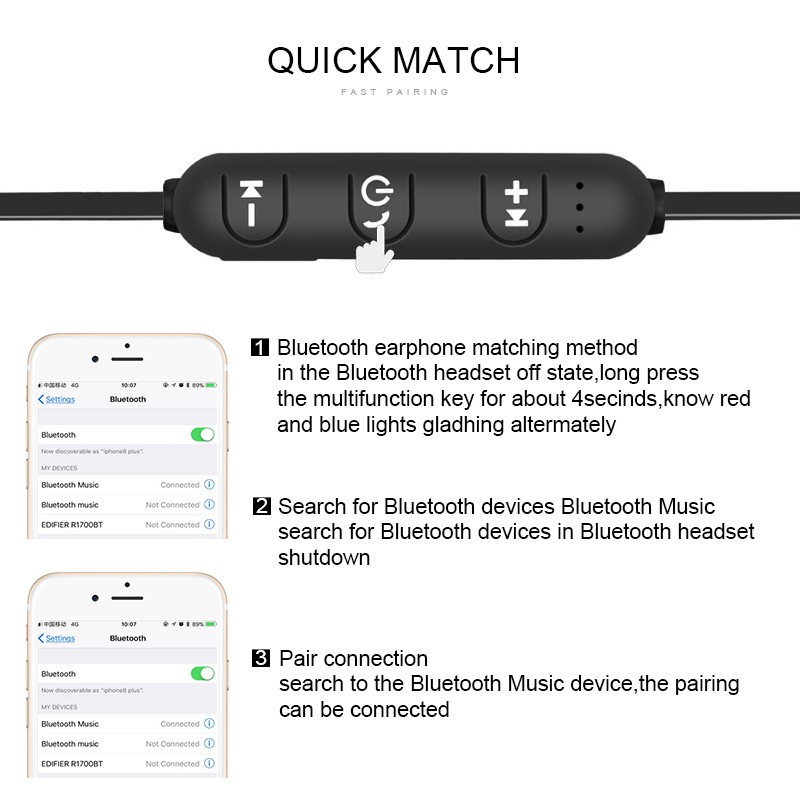 Tai Nghe Thể Thao Không Dây Bluetooth Chống Nước Có Mic