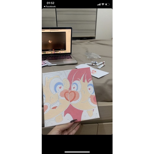 Tranh Số Hoá Tô Màu Cho cặp đôi - Tranh decor bàn học 20*20