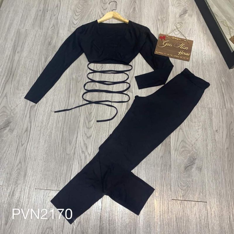 (có mút) set quần ống ôm áo cột dây | BigBuy360 - bigbuy360.vn