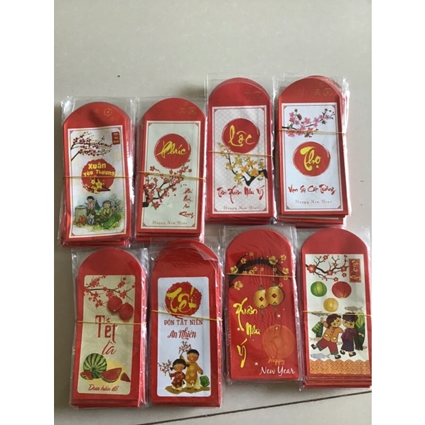 Bao lì xì tết loại to 9cm x 16cm ( 10 bao lì xì 10 mẫu khác nhau )