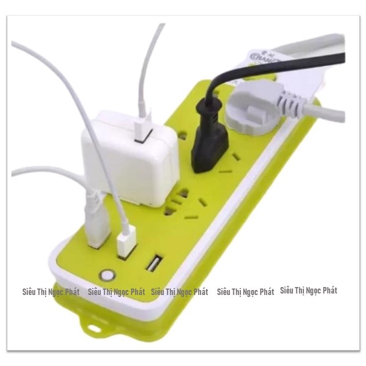 Ổ Cắm Điện Xanh Chống Giật 6 Lỗ, 3 Cổng USB Siêu Tiện Dụng