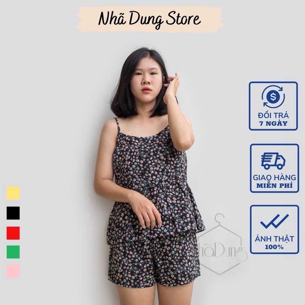<A07Đồ bộ nữ mặc nhà đồ ngủ nữ 2 dây nhiều họa tiết hoa nhí Nhã Dung Store vải lụa cát siêu mát siêu dễ thương dưới 65kg