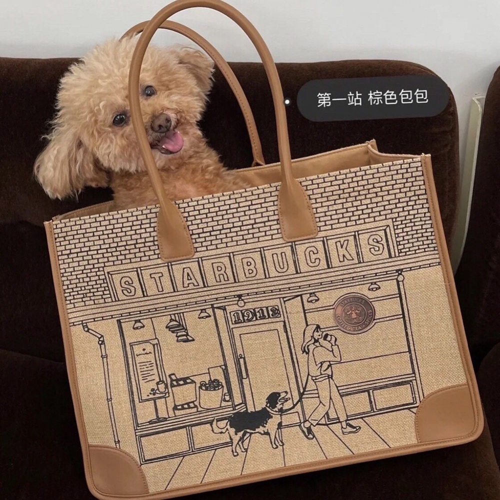 Túi xách tote vải bạt Starbucks 2021 kỷ niệm 50 năm phong cách retro cho nữ