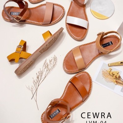 Sandal nữ Cewra quai ngang da lì đế bệt siêu êm chân phù hợp đi học đi làm