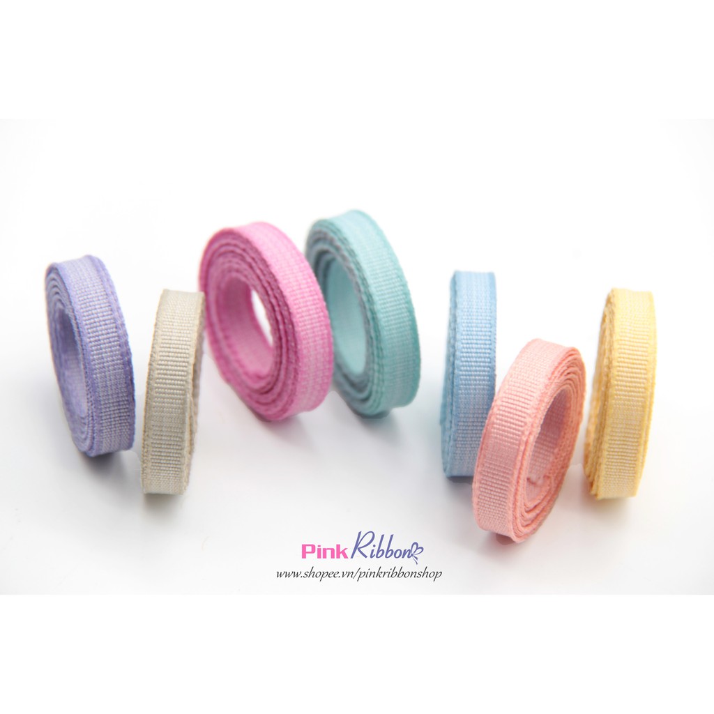 Cuộn 2m - Ruy băng thô HQ màu pastel cỡ 7mm