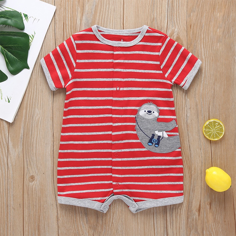 Body Tay Ngắn In Hoạt Hình Cho Bé Trai Sơ Sinh 0-24 Tháng,Bodysuit Liền Thân Áo Liền Quần Cho Bé