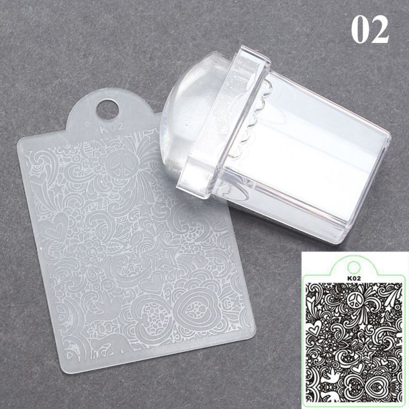 Bộ dụng cụ in móng đầu silicon &amp; miếng gạt