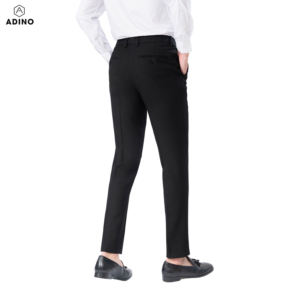 Quần âu nam ADINO màu đen ánh vải cotton cao cấp dáng slimfit trẻ trung lịch lãm QA38
