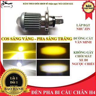 ĐÈN PHA BI CẦU MINI A1 CHÂN H4 2 MÀU SÁNG COS SÁNG VÀNG PHA SÁNG TRẮNG LẮP XE MÁY CHÂN H4
