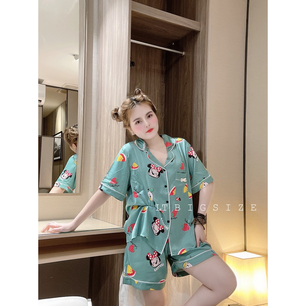 (Bigsize) Bộ đồ Pijama cao cấp - Vải Latin đùi siêu đáng yêu - Size 58-75kg