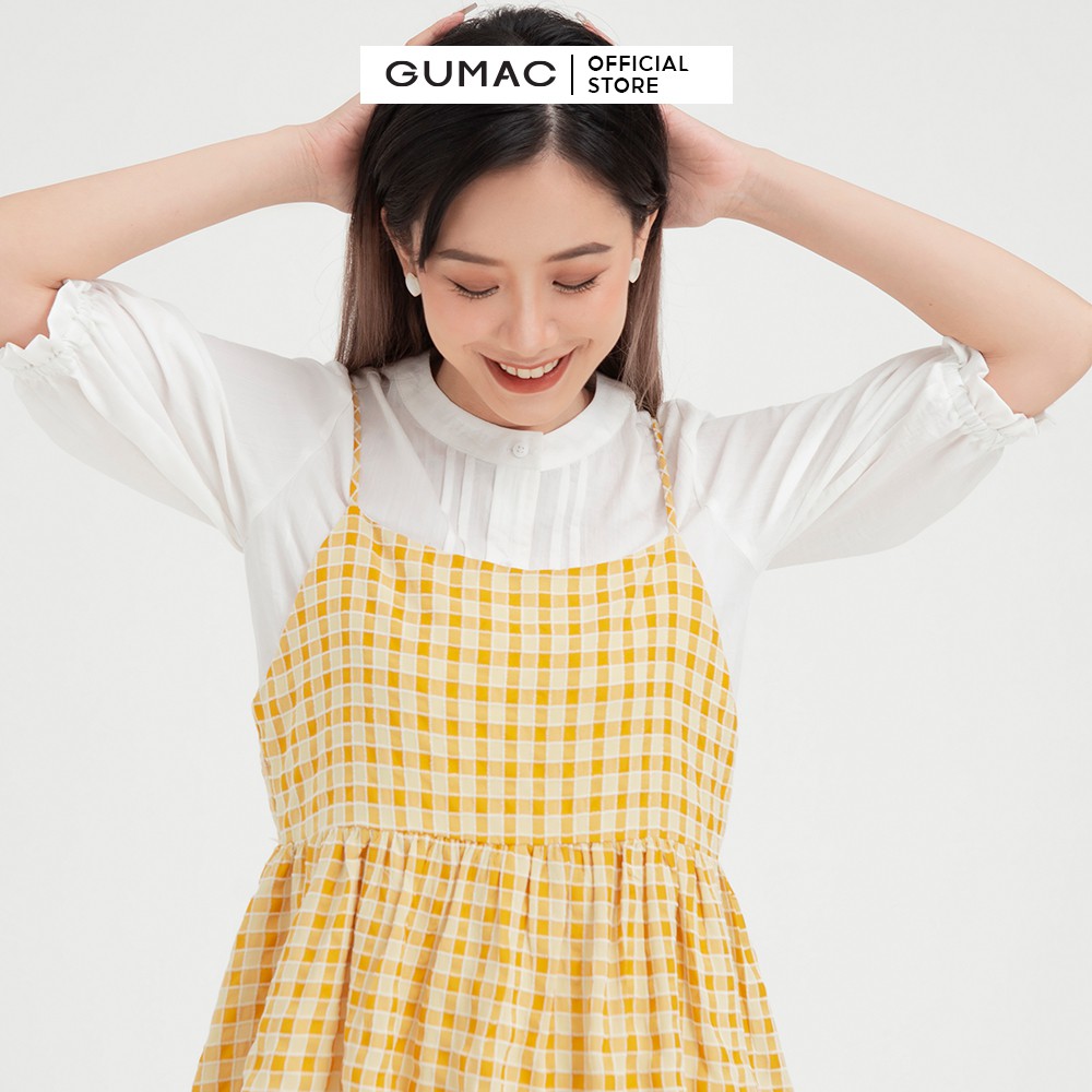 Đầm dây nữ thiết kế babydoll GUMAC màu vàng, phong cách dễ thương DB470 [không kèm áo trong] | BigBuy360 - bigbuy360.vn