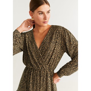 Đầm Xoè Cổ V Da Beo MNG 67000579 - SIZE XS,S,M,L