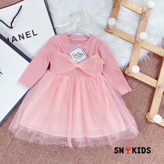 Váy zip nơ ngực cho bé gái
