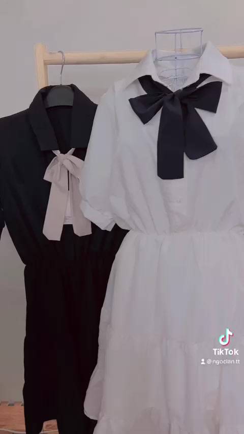 Váy Sơ Mi Nơ Cổ Dáng Xòe Ulzzang Nữ, Đầm Nữ Kèm Hình Thật | BigBuy360 - bigbuy360.vn