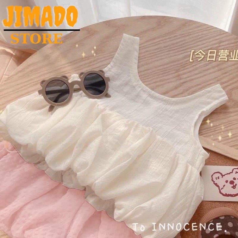 Đồ bộ bé gái bộ đồ đũi áo trắng quần bo hồng xinh xắn cho bé JIMADO E1.074.130