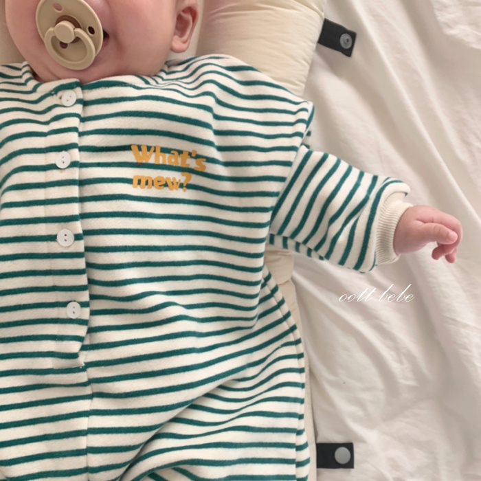 Bộ áo liền quần tay dài kẻ sọc in chữ thời trang mùa thu cho bé sơ sinh