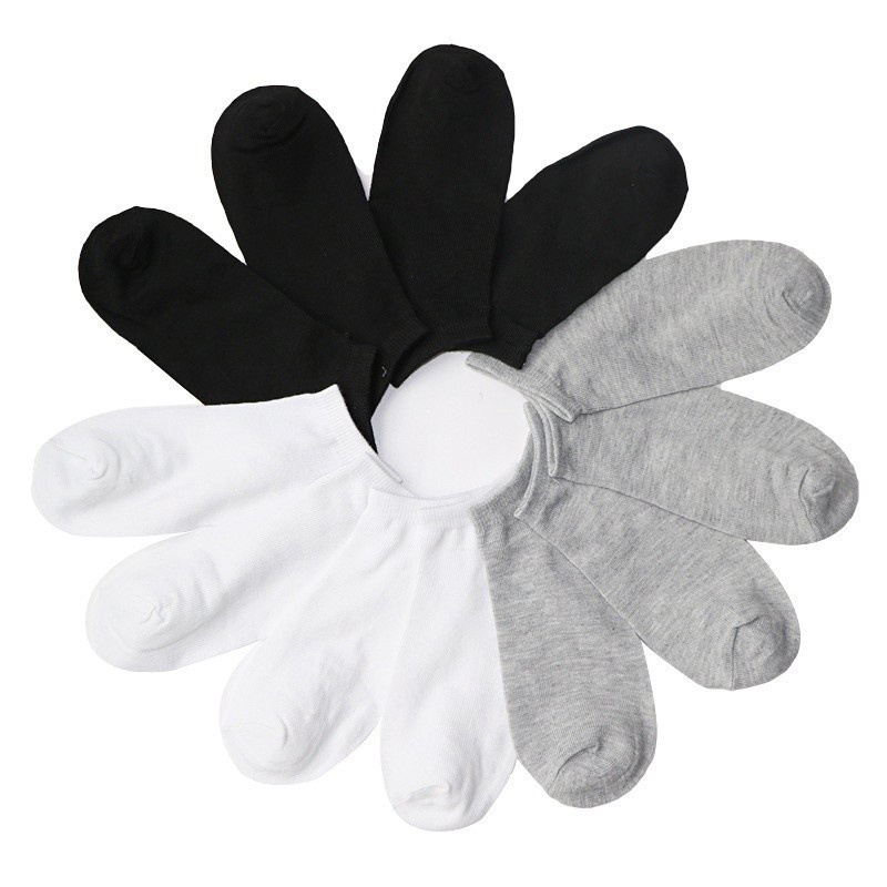 Set 5 Đôi Vớ Thể Thao Màu Trơn Chất Liệu Cotton Thoáng Khí Thời Trang Mùa Hè