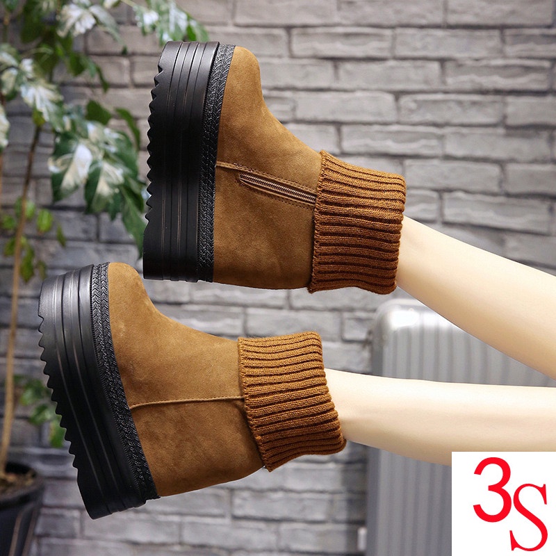 Giày Bốt Martin Đế Xuồng Cao 14CM Kiểu Hàn Quốc Thời Trang Thu Đông 2021