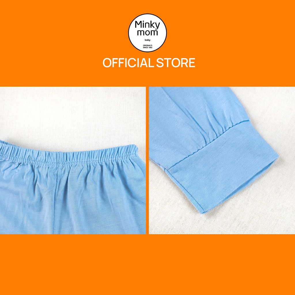 Bộ quần áo dài tay Minky mom trẻ em chất thun lạnh, quần áo trẻ em phối màu cho bé trai bé gái-XD39