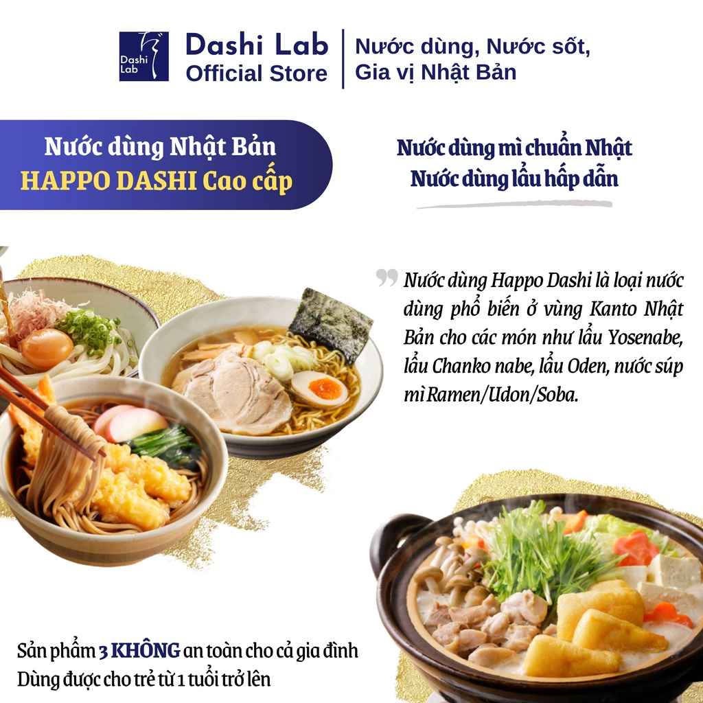 Nước Dùng Nhật Bản HAPPO DASHI Thơm Ngon Chất Lượng Giữ Trọn Mùi Vị Truyền Thống Chiết Xuất Tảo Bẹ Gói 80g