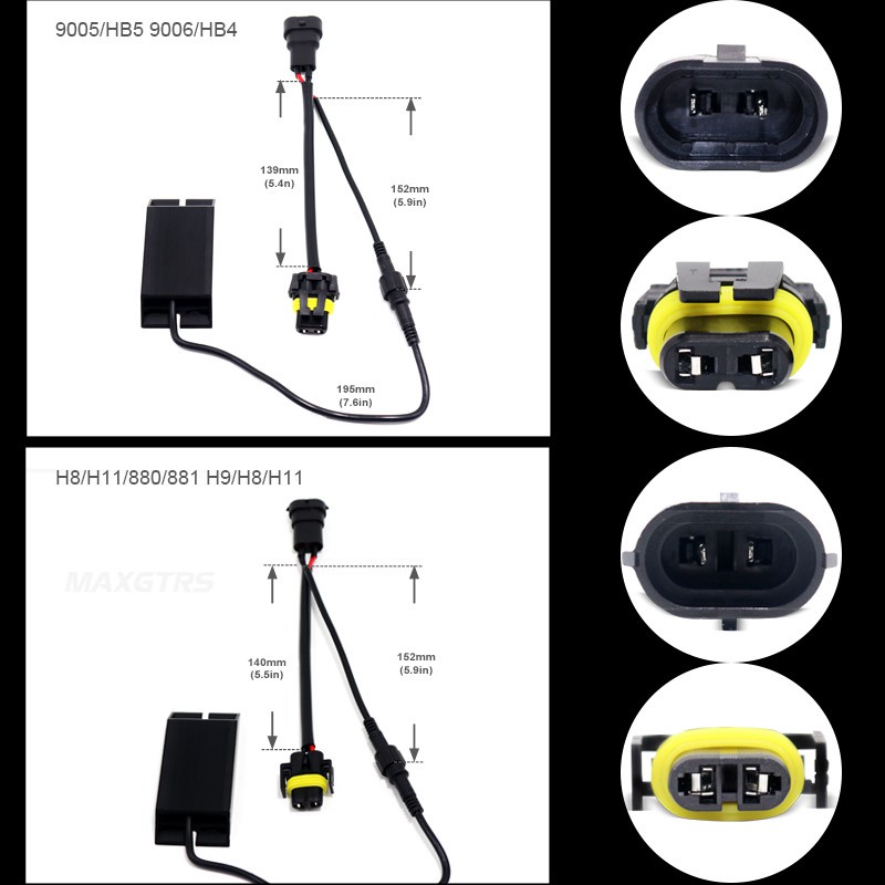 Bộ 2 điện trở tải MAXGTRS 50W H1 H4 H7 H8 H11 H10 9005 9006 HB3 HB4 9012 881