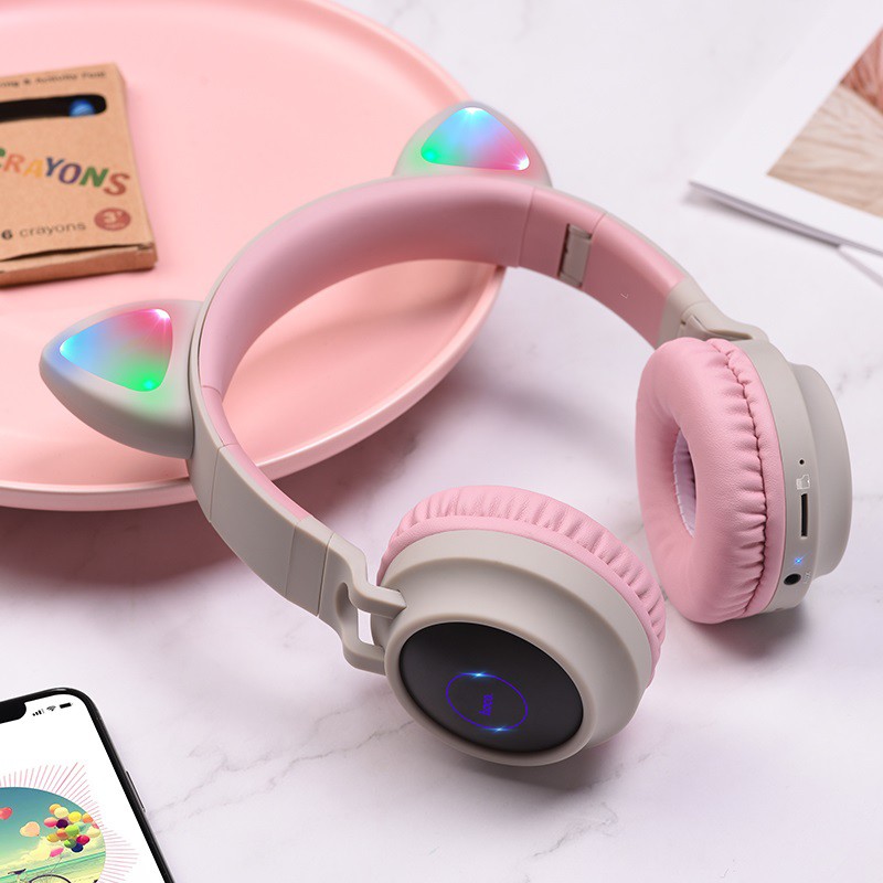 Tai Nghe Chụp Tai Bluetooth Hoco - Tai Mèo Phát Sáng - Hàng Chính Hãng | BigBuy360 - bigbuy360.vn