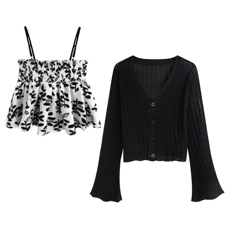 Áo Hai Dây Dáng Ngắn In Họa Tiết Hoa Nhí Xinh Xắn Thời Trang Kiểu Pháp Cho Nữ