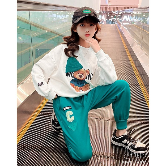 Bộ quần áo thu đông bé gái &quot;MOHINO&quot; 14-48kg. Bộ quần áo dài tay bé gái 4-15 tuổi. Vải da cá dày dặn. G49